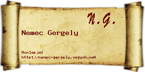 Nemec Gergely névjegykártya